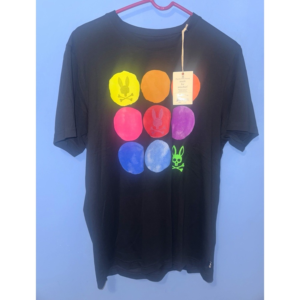 Psycho Bunny Mens Black Graphic Logo Pima Cotton T-Shirt Size 5 XL CA07465